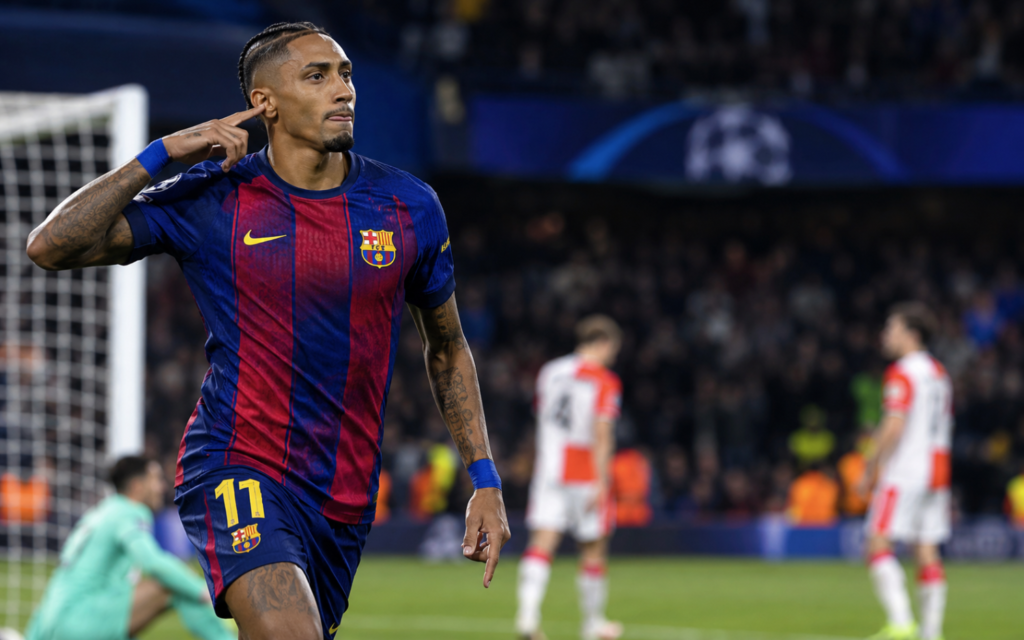 Raphinha Double Powers Barcelona to Five-Goal Champions League Win