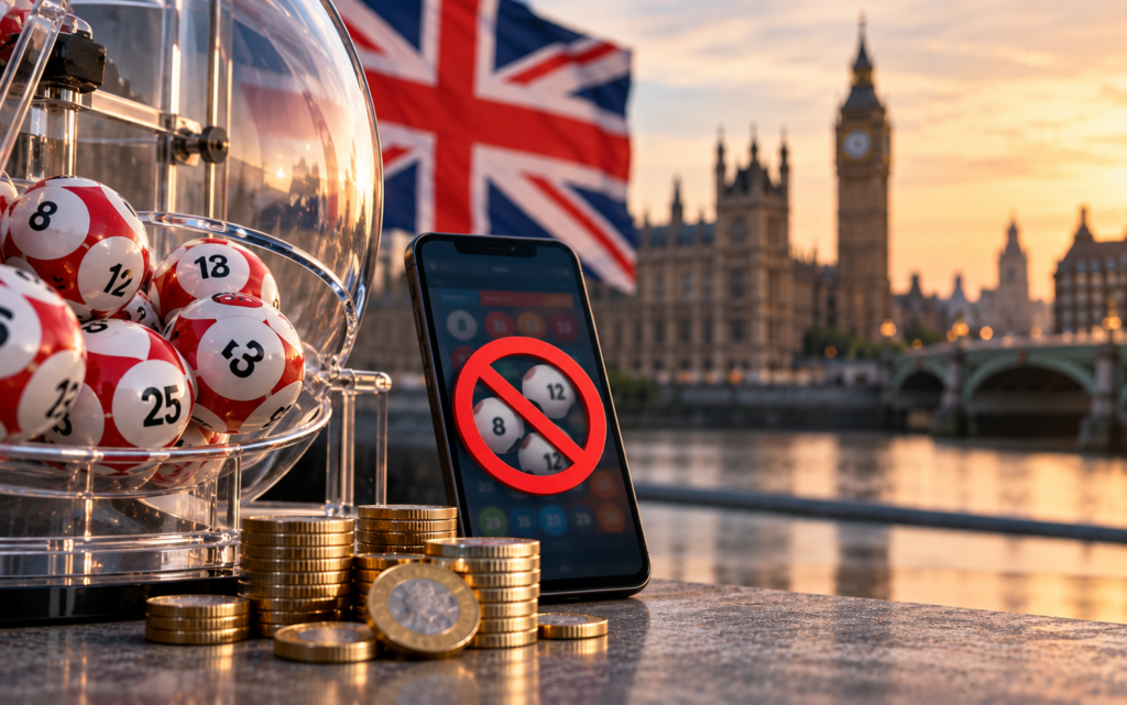 Lottery ban, finance, UK, London