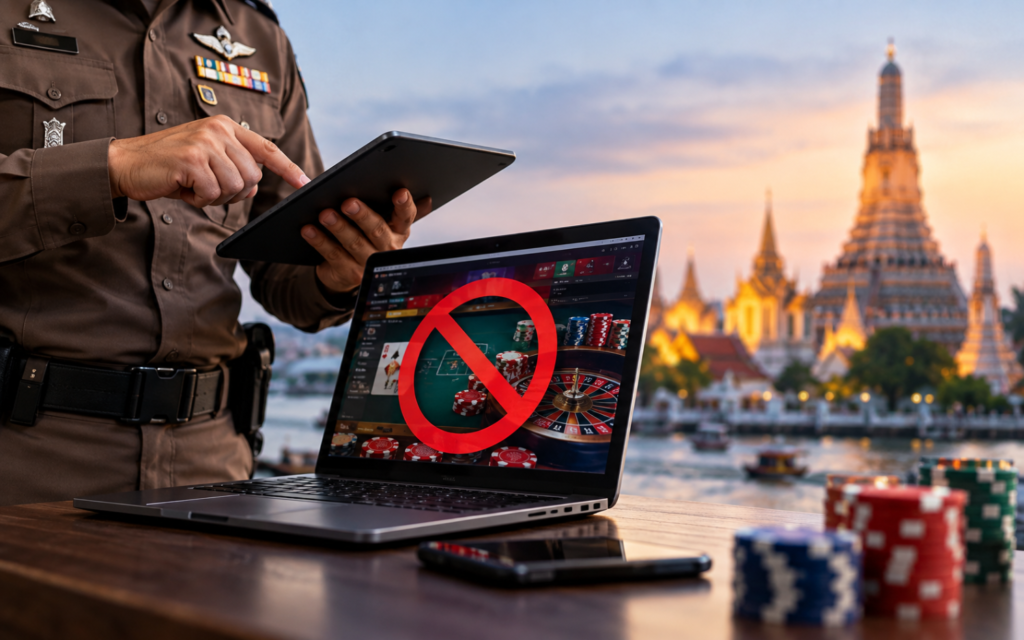 Policeman, gambling ban, Thailand